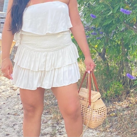 Womens Mustard Seed Monaco Ivory/Cream Satin Romper Sz M - Picture 5 of 7